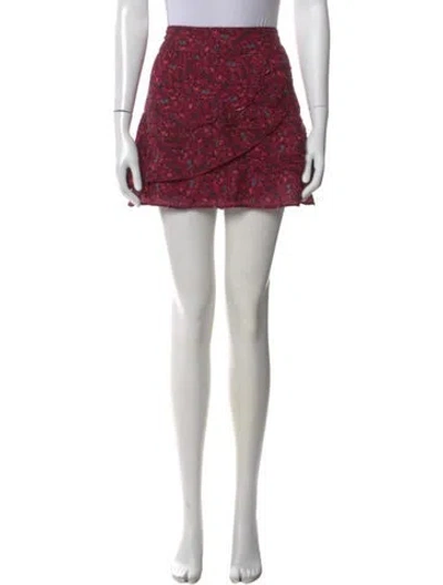 Pre-owned Sézane Floral Print Mini Skirt In Red