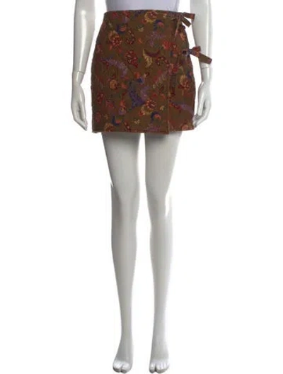Pre-owned Sézane Floral Print Mini Skirt W/ Tags In Green