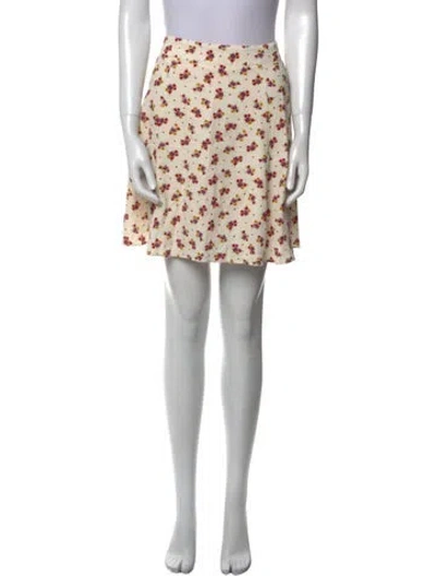 Pre-owned Sézane Floral Print Mini Skirt W/ Tags In Neutral