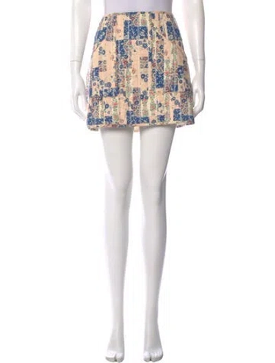 Pre-owned Sézane Floral Print Mini Skirt W/ Tags In Neutral