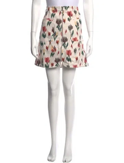 Pre-owned Sézane Floral Print Mini Skirt W/ Tags In Neutrals