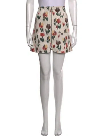 Pre-owned Sézane Floral Print Mini Skirt W/ Tags In Yellow