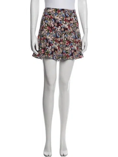 Pre-owned Sézane Floral Print Mini Skirt In White