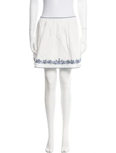 Pre-owned Sézane Floral Print Mini Skirt In White