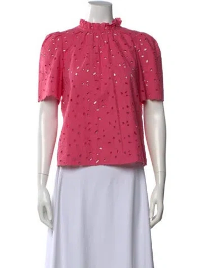 Pre-owned Sézane Floral Print Mock Neck Blouse In Pink
