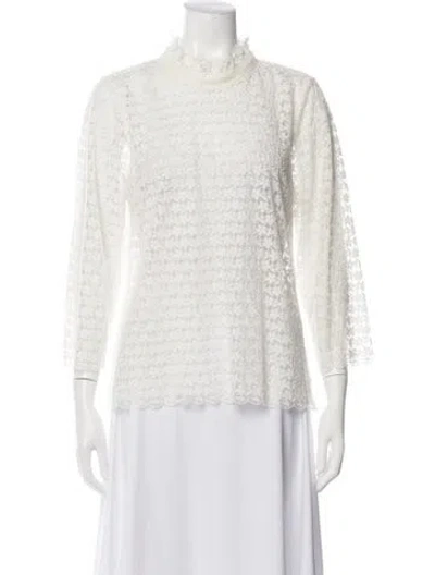 Pre-owned Sézane Floral Print Mock Neck Blouse W/ Tags In White