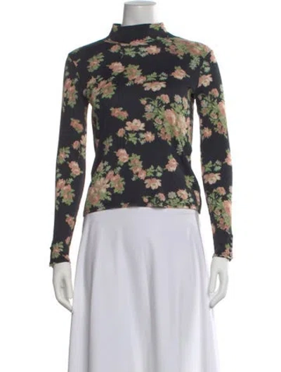Pre-owned Sézane Floral Print Mock Neck Top In Multi