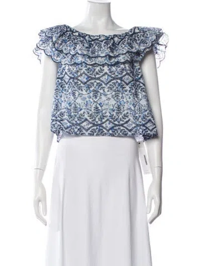 Pre-owned Sézane Floral Print Off-the-shoulder Top In Multi