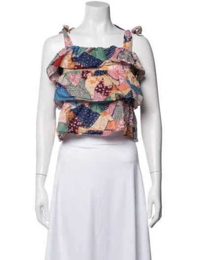 Pre-owned Sézane Floral Print One-shoulder Top In Multi