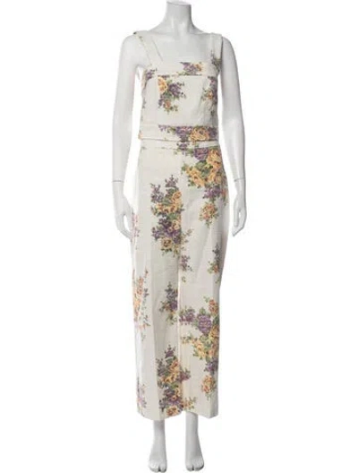 Pre-owned Sézane Floral Print Pant Set In Neutrals