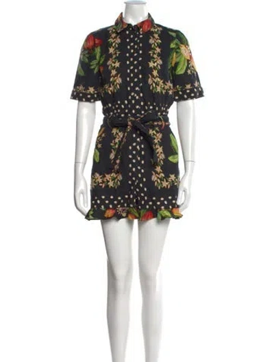 Pre-owned Sézane Floral Print Romper In Black