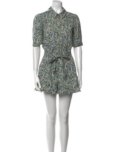 Pre-owned Sézane Floral Print Romper In Blue