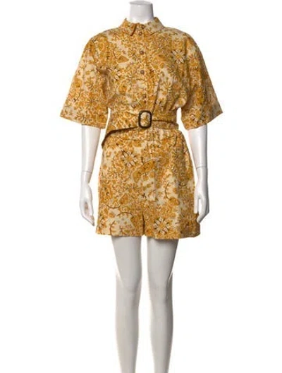 Pre-owned Sézane Floral Print Romper In Yellow