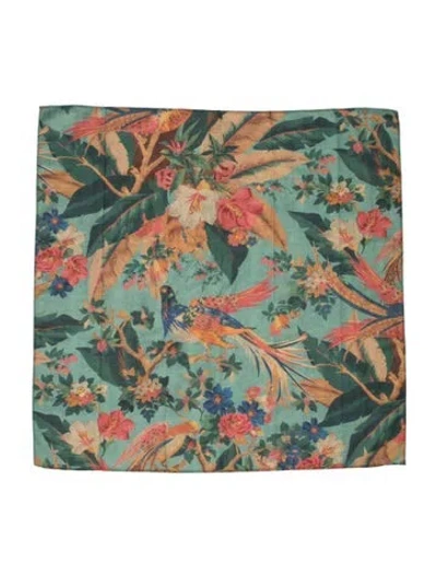 Pre-owned Sézane Floral Print Scarf In Green