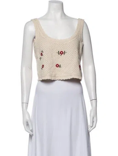 Pre-owned Sézane Floral Print Scoop Neck Sweater In Neutrals
