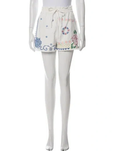 Pre-owned Sézane Floral Print Shorts In White