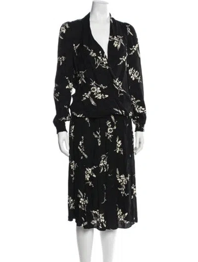 Pre-owned Sézane Floral Print Skirt Set W/ Tags In Black