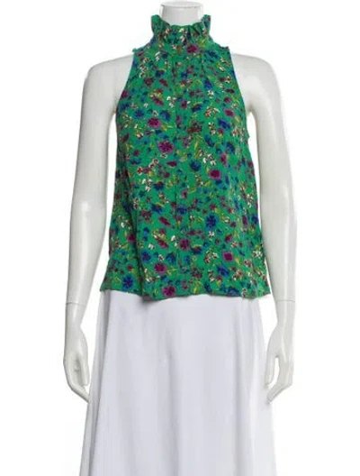 Pre-owned Sézane Floral Print Sleeveless Blouse W/ Tags In Green