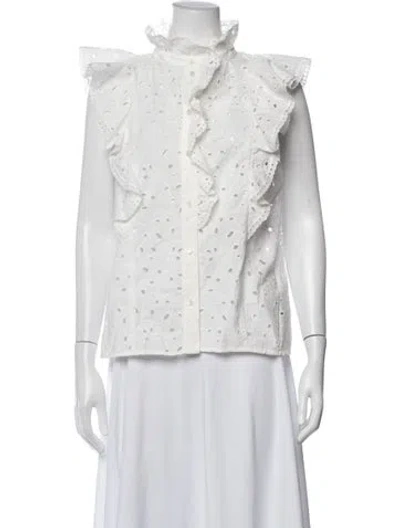 Pre-owned Sézane Floral Print Sleeveless Blouse In White