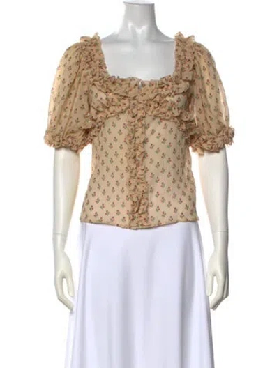 Pre-owned Sézane Floral Print Square Neckline Blouse W/ Tags In Neutral
