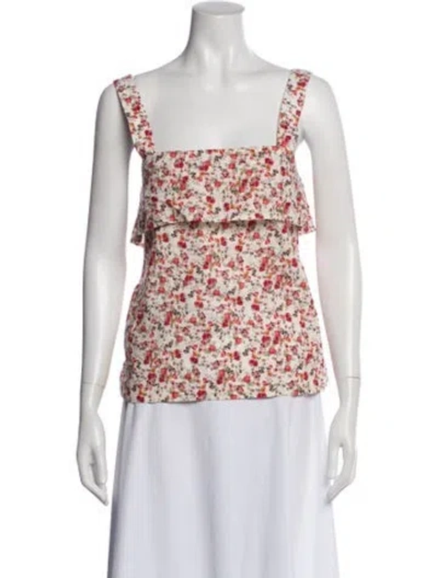 Pre-owned Sézane Floral Print Square Neckline Top In Multi