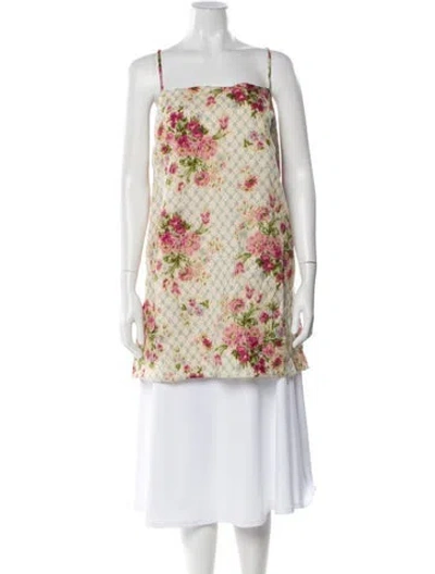 Pre-owned Sézane Floral Print Square Neckline Top In Multi