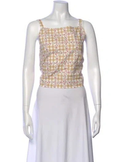 Pre-owned Sézane Floral Print Square Neckline Top In Neutral
