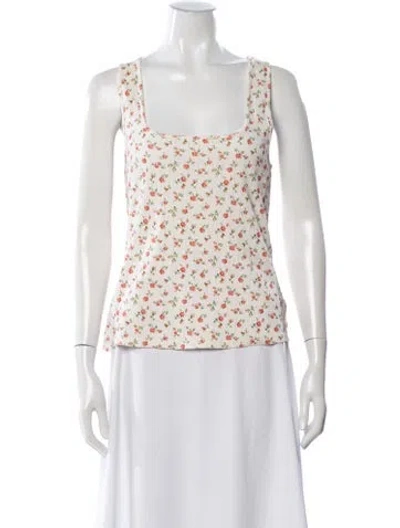 Pre-owned Sézane Floral Print Square Neckline Top In Neutral