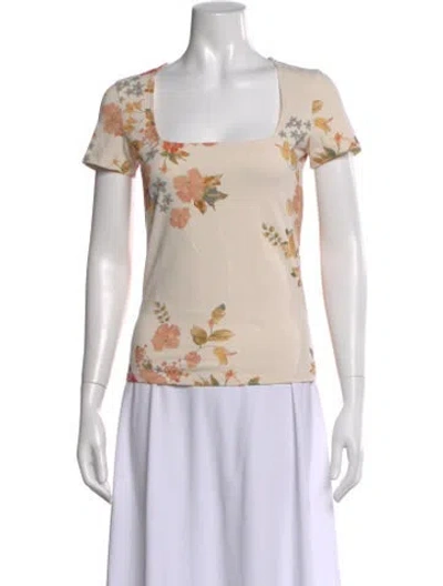 Pre-owned Sézane Floral Print Square Neckline Top W/ Tags In Neutral