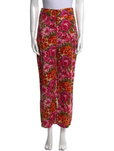 Pre-owned Sézane Floral Print Straight Leg Pants In Multi