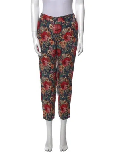 Pre-owned Sézane Floral Print Straight Leg Pants In Multi