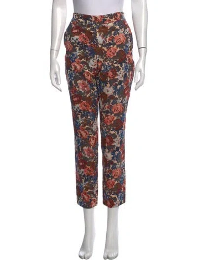 Pre-owned Sézane Floral Print Straight Leg Pants In Multicolor
