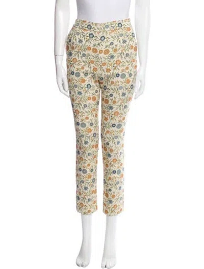 Pre-owned Sézane Floral Print Straight Leg Pants In Neutral