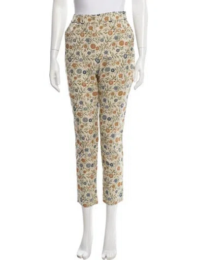 Pre-owned Sézane Floral Print Straight Leg Pants In Neutral