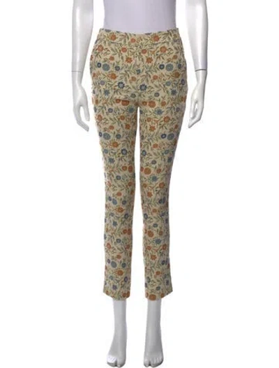Pre-owned Sézane Floral Print Straight Leg Pants In Neutrals