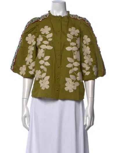 Pre-owned Sézane Floral Print Three-quarter Sleeve Blouse W/ Tags In Multi