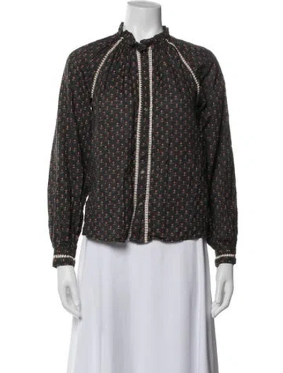 Pre-owned Sézane Floral Print Tie Neck Blouse In Multi