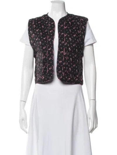 Pre-owned Sézane Floral Print Vest In Black