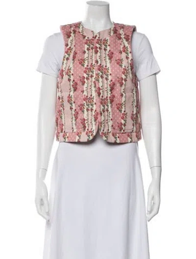Pre-owned Sézane Floral Print Vest In Pink