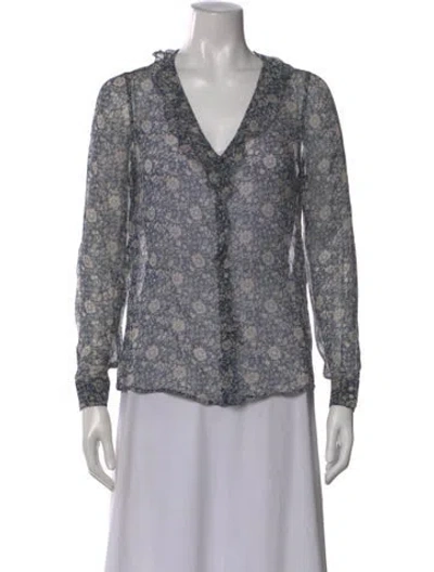 Pre-owned Sézane Floral Print V-neck Blouse