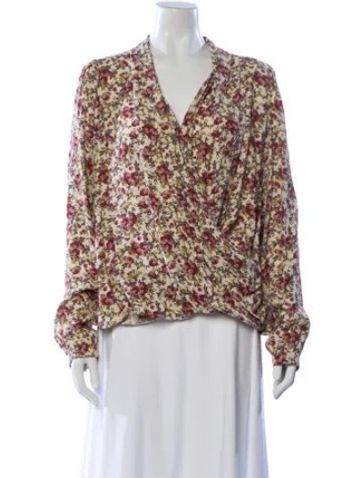 Pre-owned Sézane Floral Print V-neck Blouse In Multi