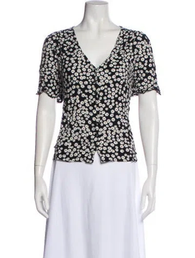 Pre-owned Sézane Floral Print V-neck Blouse In Multi