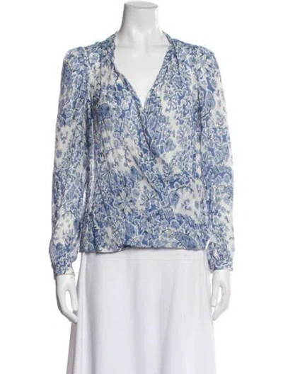 Pre-owned Sézane Floral Print V-neck Blouse In Multi