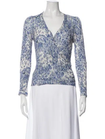 Pre-owned Sézane Floral Print V-neck Blouse In Multi