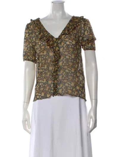 Pre-owned Sézane Floral Print V-neck Blouse In Multi