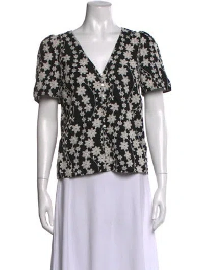 Pre-owned Sézane Floral Print V-neck Blouse In Multi