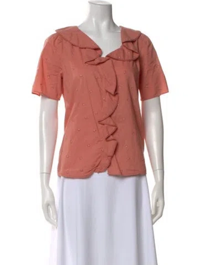 Pre-owned Sézane Floral Print V-neck Blouse In Pink