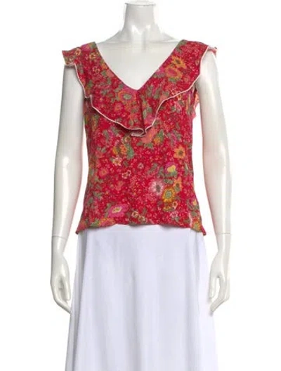 Pre-owned Sézane Floral Print V-neck Blouse W/ Tags In Multi
