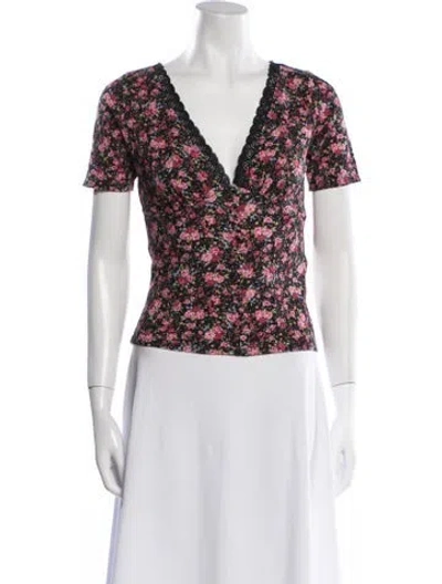 Pre-owned Sézane Floral Print V-neck Blouse In White