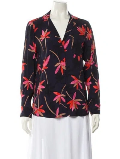 Pre-owned Sézane Floral Print V-neck Sweater In Blue